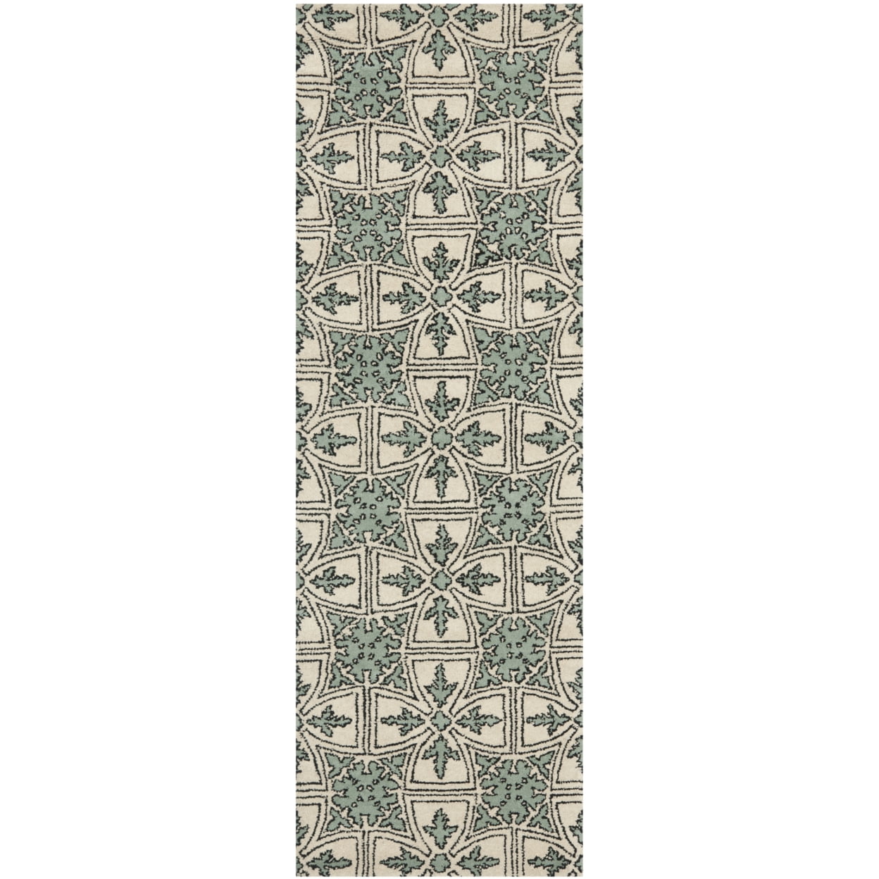 SAFAVIEH Chatham James Geometric Wool Area Rug, Light Blue/Ivory, 4' x 6'