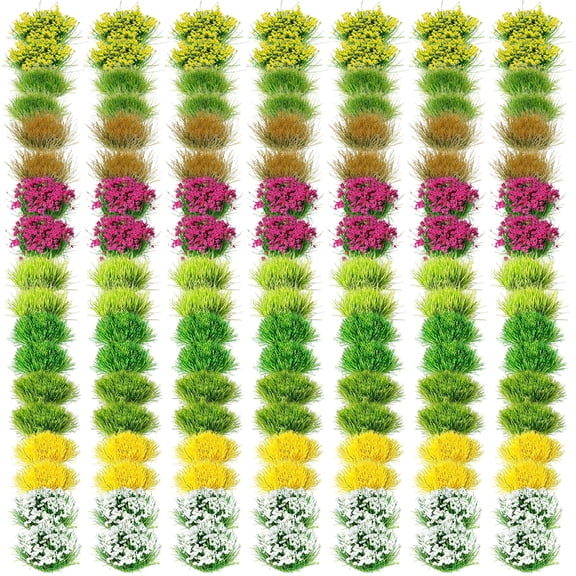 252pcs Static Grass Tufts and Miniature Flowers Cluster for Crafts, Diorama Grass Base Supplies, Grass Scene Model, Train Railroad Scenery, Sand Military Terrain Model