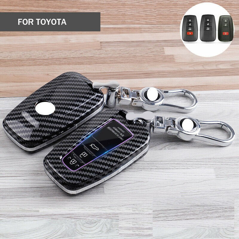 for Toyota Key Fob Cover Car Key Case Shell with Gold Keychain fit Highlander RAV 4 Camry C-HR Corolla Avalon Prius GT 86 