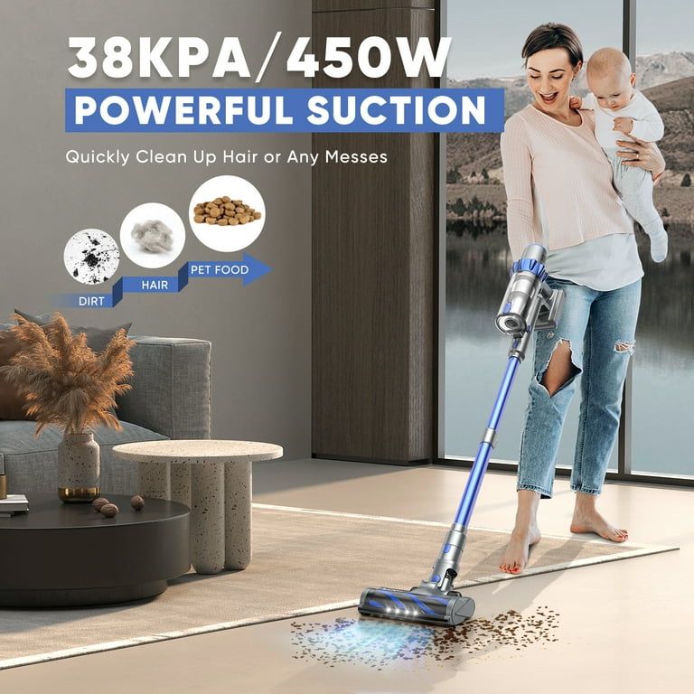 Buture Pro 450W Cordless Vacuum 38KPA Stick Vacuum with Easy Operation Ideal for Pet Hair Hardwood Floor Walmart