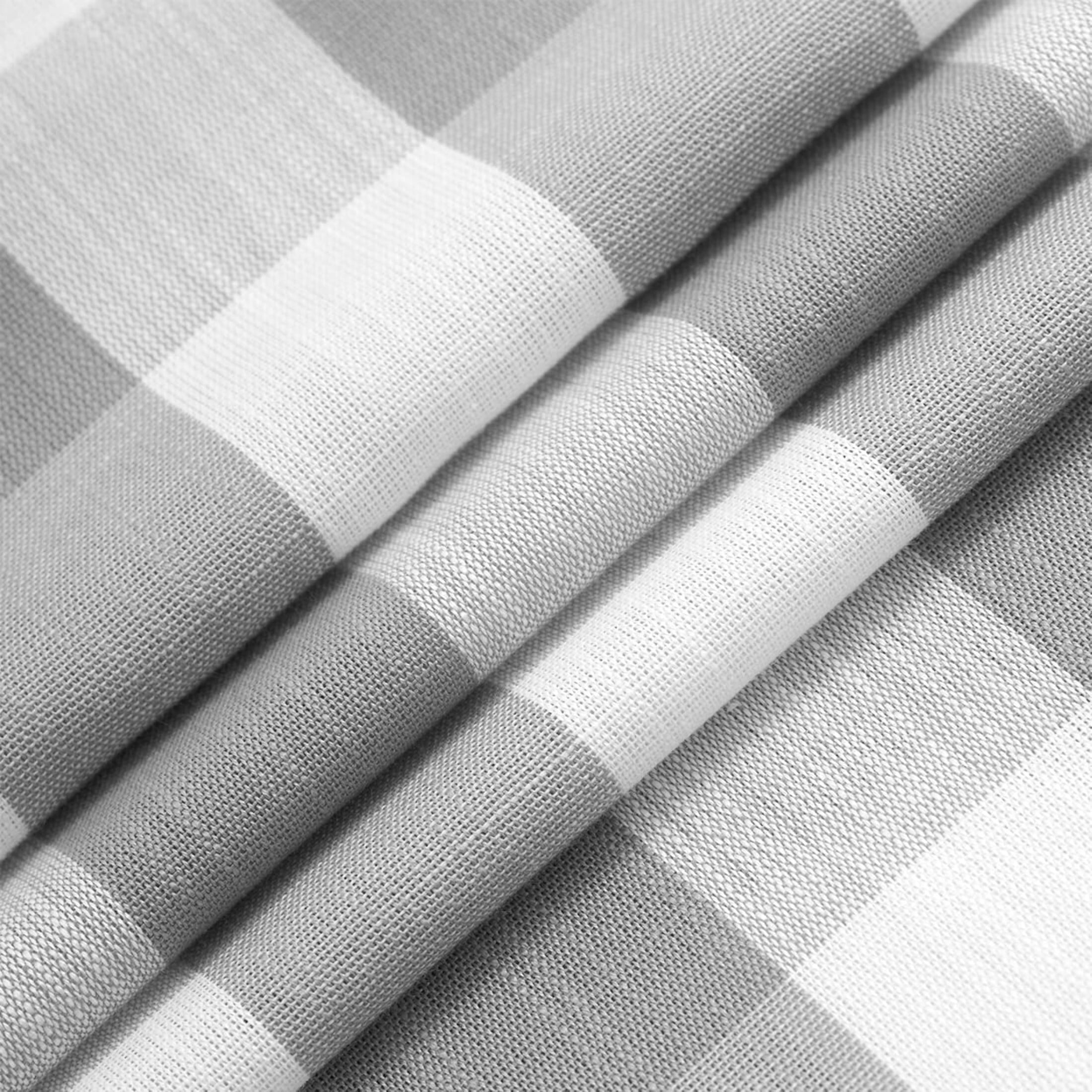 Flowpartex Grey and White Plaid Textured Christmas Semi Sheer Curtains Buffalo Check Drapery Farmhouse Grommet Top Window Drapes for Living Room Bedroom, 40"Wx95"L 2 Panels