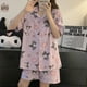 thumbnail image 1 of Hello Kitty-Pijama de manga corta con estampado de Pochacco para niñas, ropa de dormir con estampado de dibujos animados Kawaii, con solapa y diseño de Mymelody Kuromi Pochacco Sanrio, 1 of 4