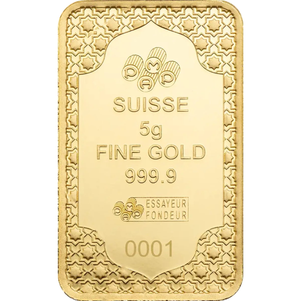Pamp Suisse Eid Mubarak 5 Gram Gold Bar in Assay w/ Sleeve - Low Serial