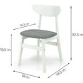 thumbnail image 3 of Wickerix Set of 2 Solid Wood Yumiko Dining Kitchen Modern Side Chairs w/Padded Seat, White Color, 3 of 7