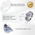 thumbnail image 4 of Uloveido Women Rhodium Plated Oval Cubic Zirconia Purple Promise Ring Wedding Jewelry Bridal Bridesmaid (Size 9, Purple), 4 of 7