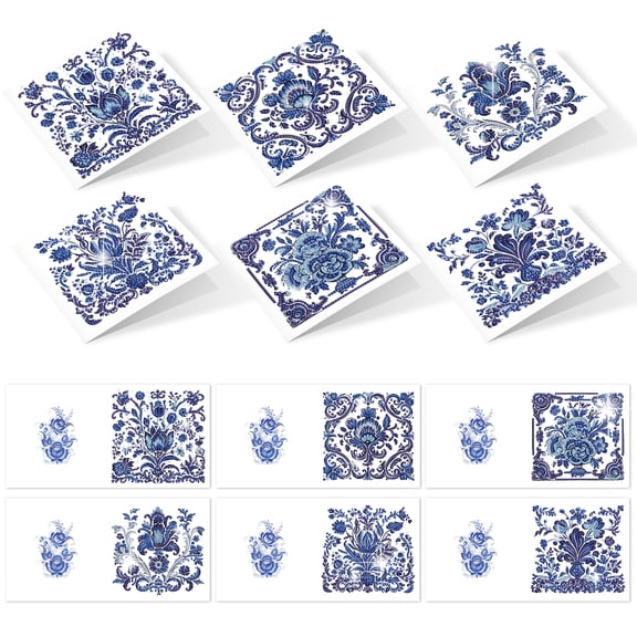 6pcs Diamond Painting Kit Greeting Card, Flower 5D DIY Diamond Handmade Holiday Greeting Card with Envelope, Christmas Gift Congratulation