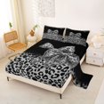thumbnail image 2 of Erosebridal Cheetah Print Bowtie Full Size Sheets 4-Piece for Girls Women ,Teens Bling Glitter Print Bed Sheets,Luxury Bedroom Decor, 2 of 5