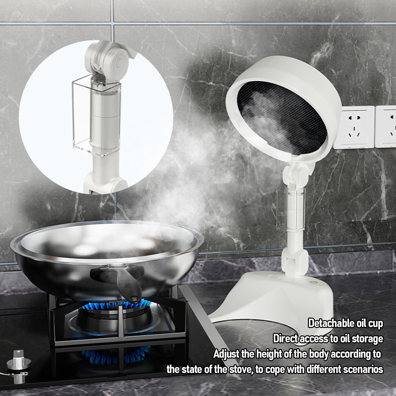Suodoka Portable Range Hood Foldable Desktop Kitchen Exhaust Fan for Hot Pot BBQ, Strong Suction Compact 3-Speed Mini Cooker Hood (10.23 x 6.69 x 4.33 inches / 26 x 17 x 11 cm)