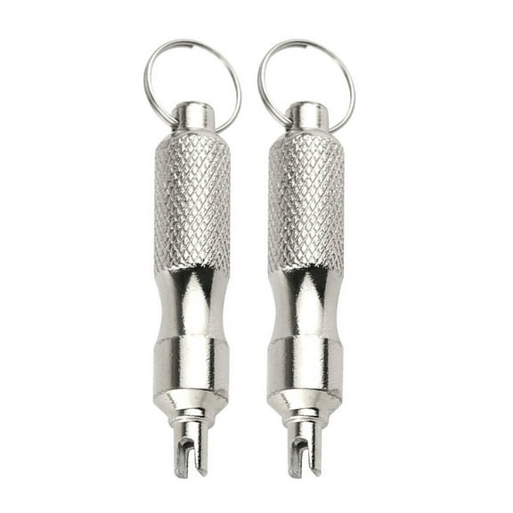 2Pcs Stainless Steels Tyre Valves Cores Remover Tool with Keyring Tire Valves Wrench Universals Tire Repair Screwdriver