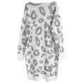 thumbnail image 6 of Women's Cardigans Open Front Knit Long Sleeve Leopard Print Sweater with Oversized Pocket Fall Winter Fashion Casual Comfy Crew Neck Women's Sweaters Grey S, 6 of 6