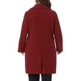 thumbnail image 4 of DARING DIVA Women's Plus Size Elegant Peter Pan Collar Single Breasted Coat 1X Burgundy, 4 of 6