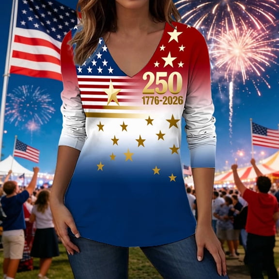 MAIHAN 250th Anniversary Usa Women Patriotic T-Shirt 250 Years Independence Tee Womens Summer Tops Casual Short Sleeve Tee Tops