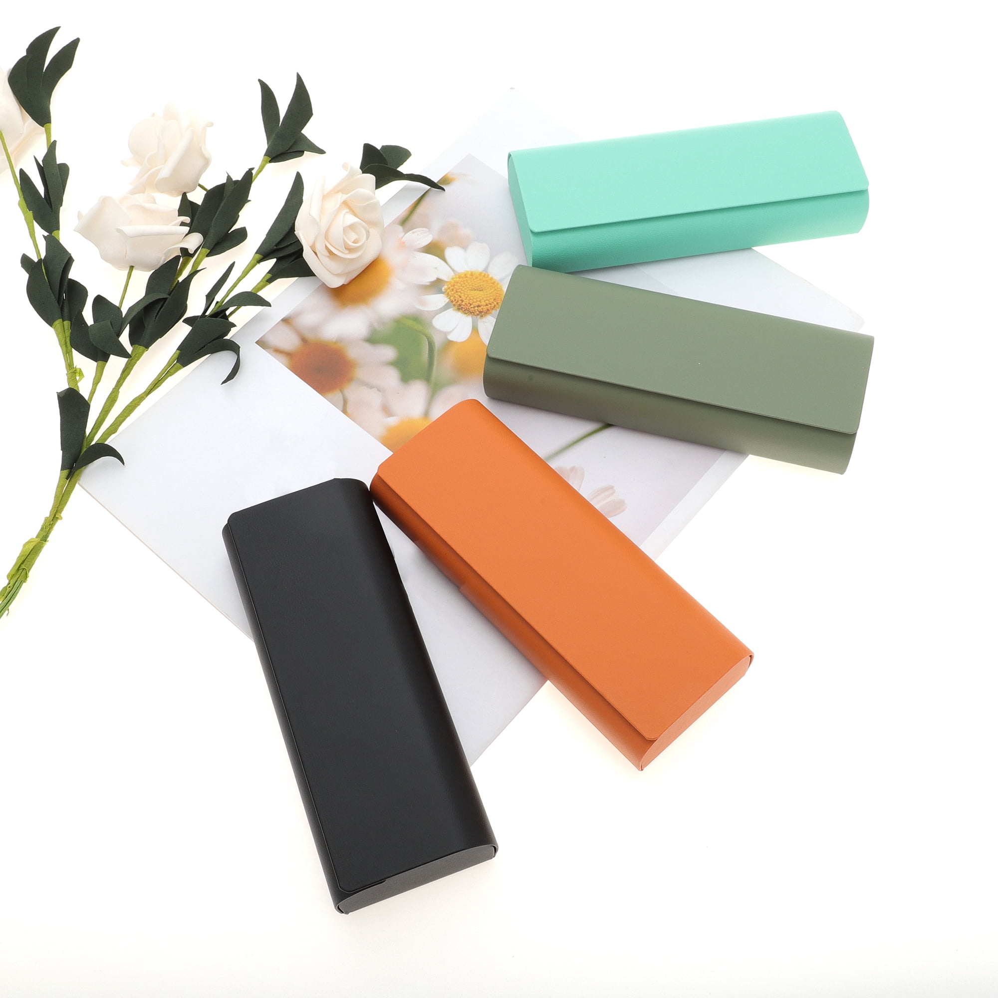 Unique Bargains Simple Solid Eyeglasses Case Portable Eyeglasses Storage Dark Green