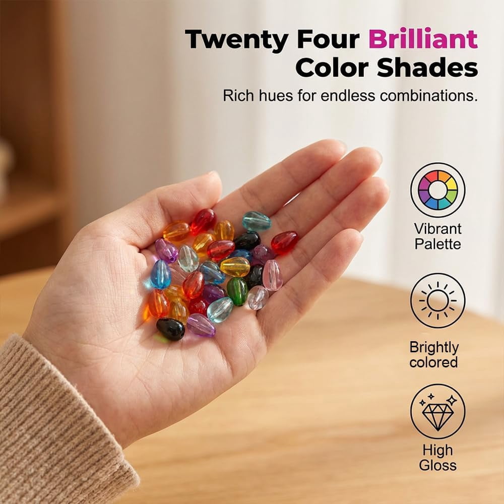 560Pcs 6*12mm Glass Beads Bracelet Making Kit, 24 Colors Bamboo & Teardrop Crystal Beads For DIY Jewelry Crafts For Girls And Adults