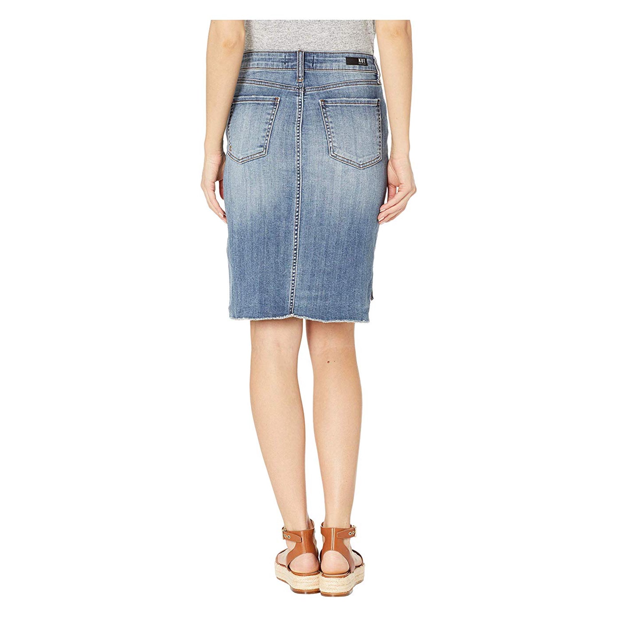 KUT from the Kloth Connie High-Low Skirt w/ Fray Hem in Meditative/Medium  Base Wash Meditative/Medium Base Wash - Walmart.com