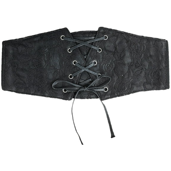 Yageerya Corset Belt PU Leather Lace Up Waist Belt Wide Waspie Belt Women Waist Belt