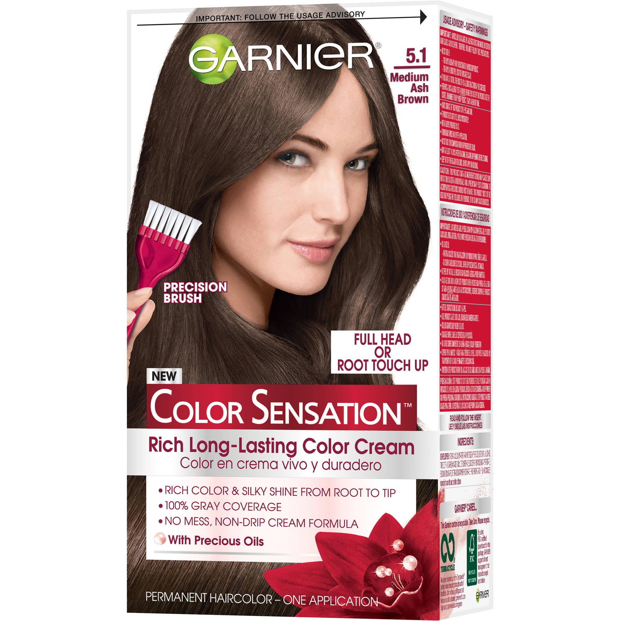Garnier Color Sensation Hair Color Cream,  Light Ash Brown, 1 kit -  