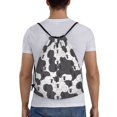 thumbnail image 2 of Drawstring Backpack - Black And White Sheeps Splash Proof Small Drawstring Gym Bag for Women Men, Cinch Sports String Bag Backpack for Travel Swimming Beach, 2 of 8