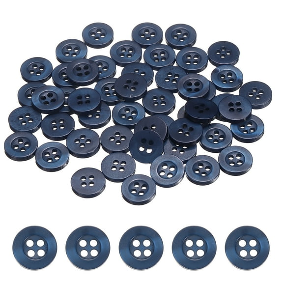 Uxcell 50pcs Sewing Button 11.5mm 4 Holes Resin Round Craft Buttons, Navy Blue