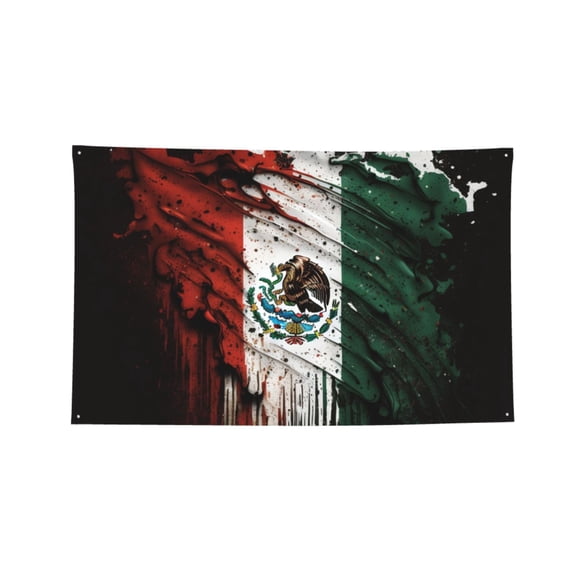 Mexican Flag Cool Vintage Four Hole Decorated Banner Flag for Garden Yard Home Decoration Indoor Outdoor 2x3 Ft