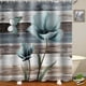 thumbnail image 4 of Cortina de ducha de poliéster con diseño de flores, impermeable, resistente a la humedad y al moho, para baño, 4 of 6