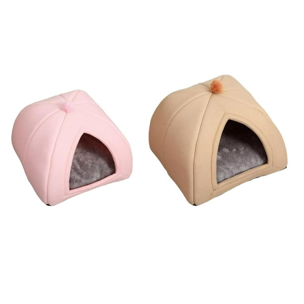 2 uds cueva cama para mascotas almohadilla lavable extraíble parte inferior antideslizante acogedora tienda de campaña para perros gato lavable casa cálida Mediano Marrón Grande Sunnimix peluche perros cama gato
