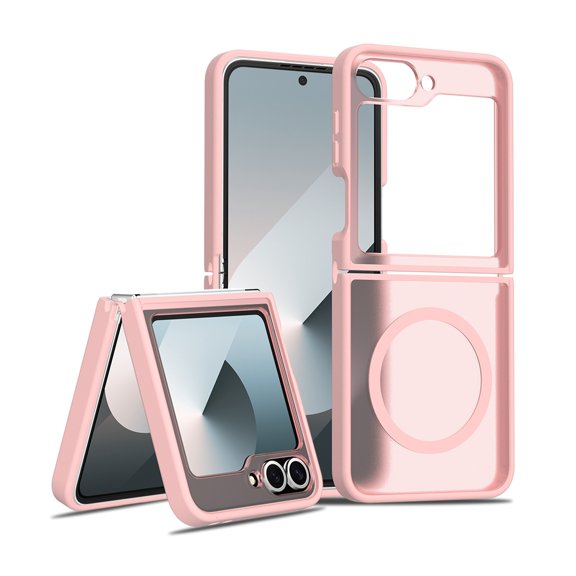 Decase Skin-Feel Anti-Scratch PC TPU Case for Samsung Galaxy Z Flip 7,Compatible with Mag-Safe,Translucent Matte Drop Proof Phone Case,Rugged Back Cover for Samsung Galaxy Z Flip 7 Case,Pink