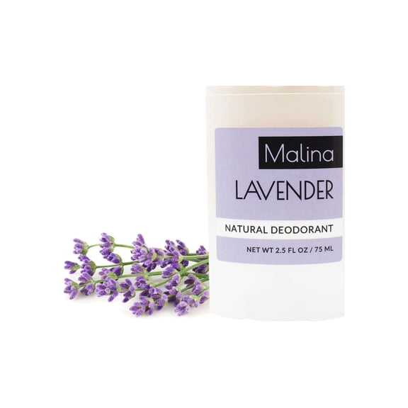 Malina Organic Aluminum-Free Lavender Natural Deodorant, 2.5 fl oz | 2-pack