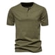 thumbnail image 4 of Camiseta de manga corta de algodón de color liso con cuello Henry de verano, 4 of 5