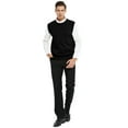 thumbnail image 6 of Toptie Men's 100% Cotton Knit Sweater Vest, Crew Neck Solid Color, 6 of 9