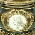 thumbnail image 3 of Decorative Jewelry Box, 9” Tall with Gold Leaf & Greek Engravings | Bronze Finish | Polyresin, 3 of 5