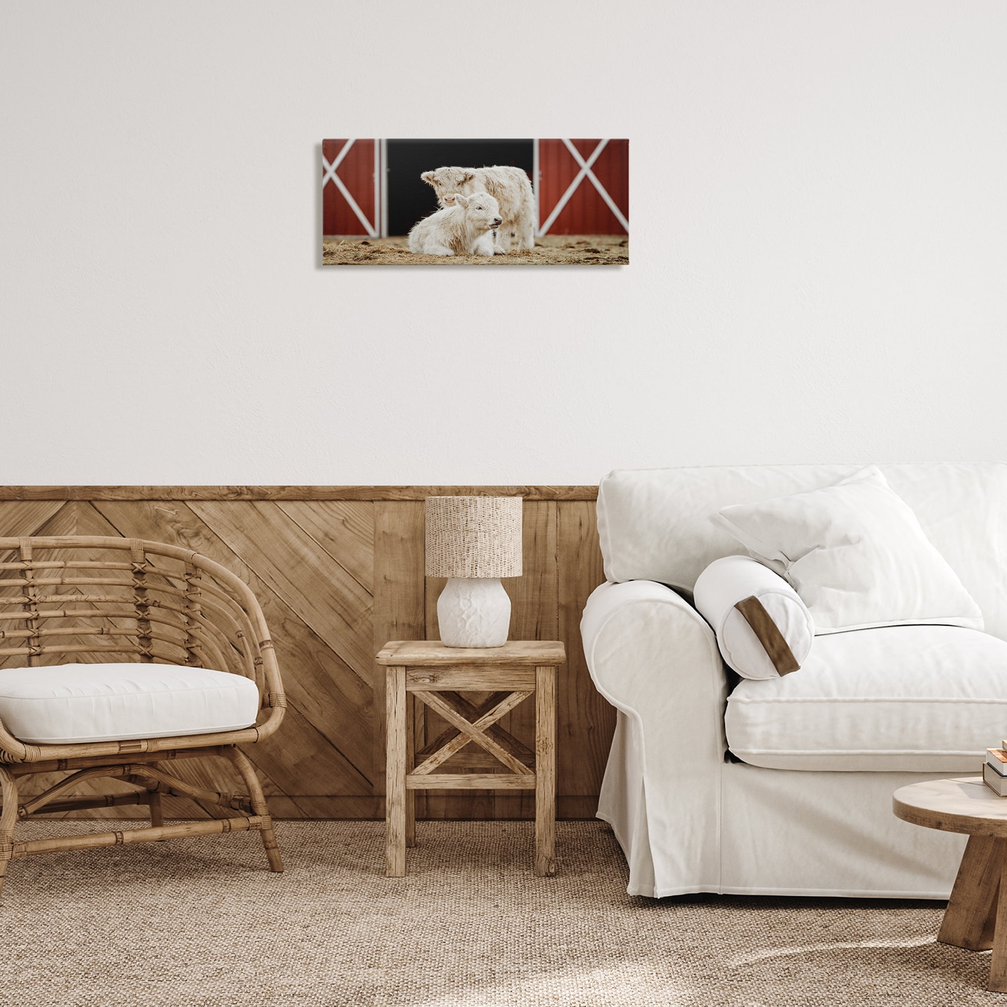 Stupell Industries White Cattle Barn Animals & Insects Photography Gallery Wrapped Canvas Art Print Wall Art, 24 x 10