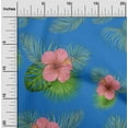 thumbnail image 2 of oneOone Cotton Silk Medium Blue Fabric Tropical Hibiscus Floral Quilting Supplies Print Sewing Fabric By The Yard 42 Inch Wide, 2 of 4