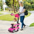 thumbnail image 4 of Costway 3-in-1 Ride on Push Car with Adjustable Canopy & Steering Push Bar Pink, 4 of 10
