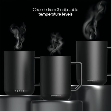 12oz Stainless Steel Self-Heating Coffee Mug with Lid, Portable Thermal Cup