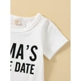 thumbnail image 5 of Bagilaanoe Newborn Baby Boy Short Pants Outfits Short Sleeve I LOVE MY MAMA Letter Print Crew Neck T-Shirt Tops + Tie-Up Shorts 3 6 12 18 24 Months Set, 5 of 9
