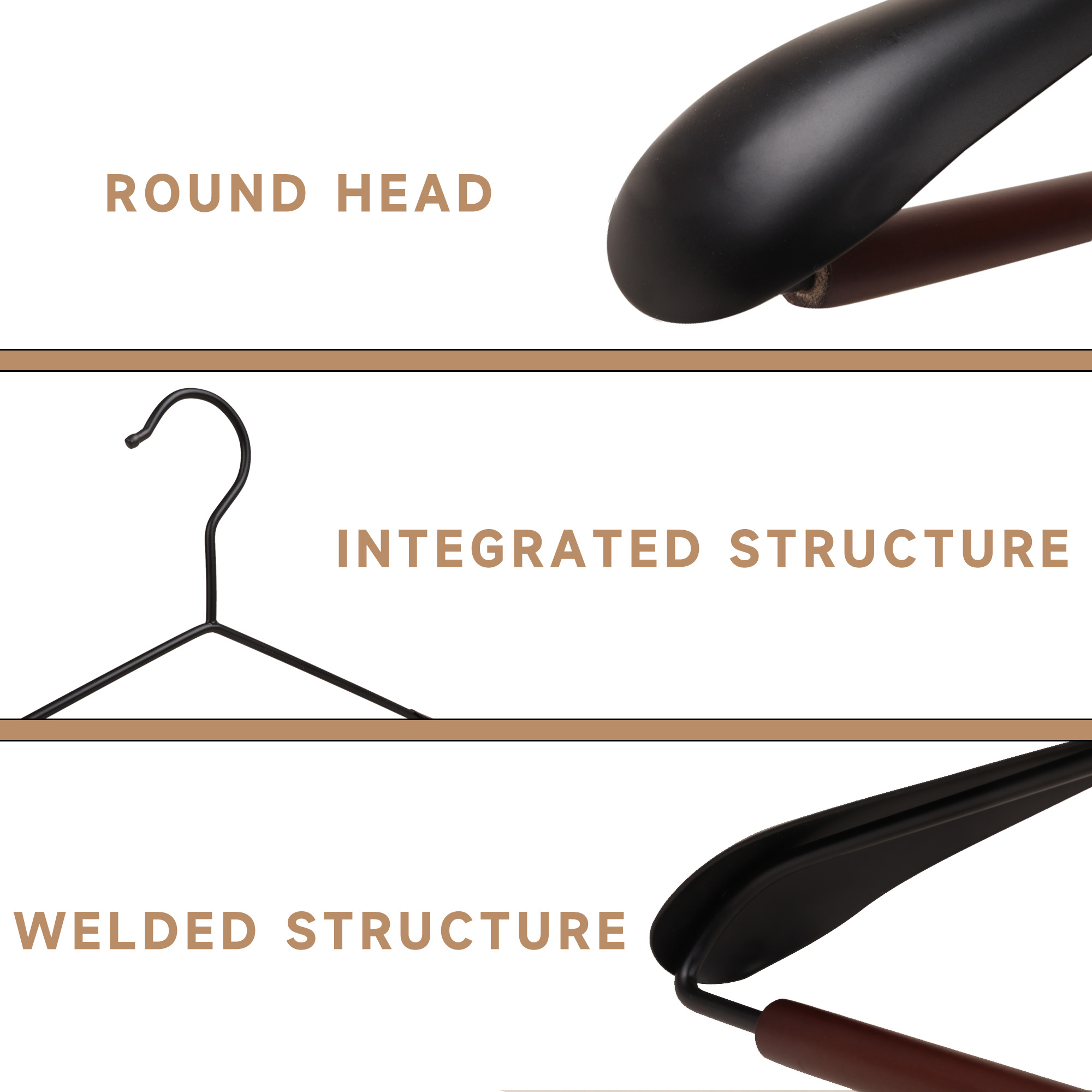BP4U 24-Pack Heavy Duty Metal Wide Shoulder Suit Hangers, Welded Coat Hangers with Beech Wood Pants Bar(Black)