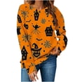 thumbnail image 6 of SETOOFF Womens Loose Fit Long Sleeve Shirts, Crew Neck Halloween Pumpkin Bat Spider Print Pullover Sweatshirt Lightweight Tunic Tops Holiday Party Apparel for Dressy Casual Dailywear Fashion, 6 of 6