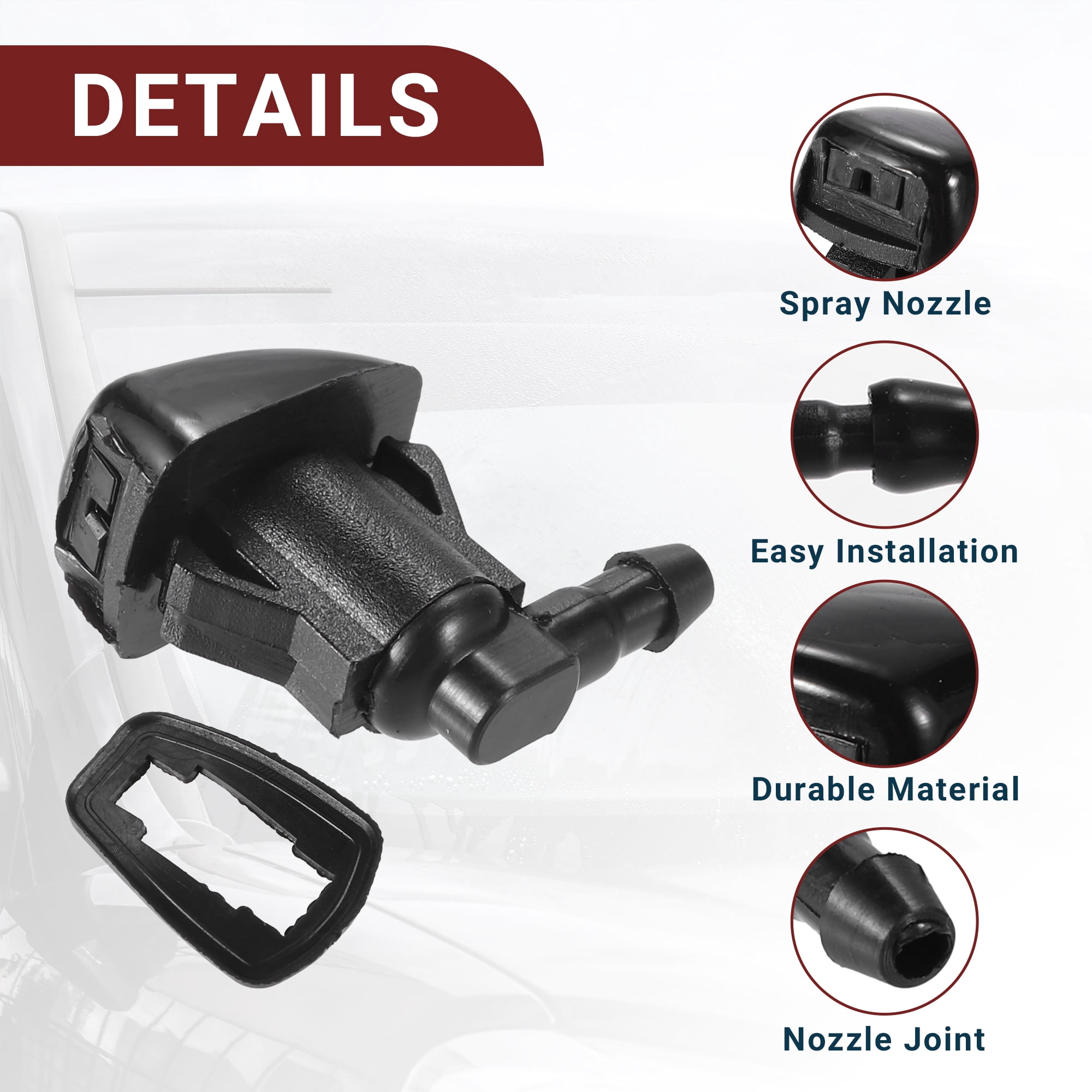 Unique Bargains Windshield Washer Nozzle for Toyota Sienna Black Front with Hose