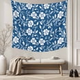 thumbnail image 5 of Blue White Floral Large Tapestry for Bedroom Wall Hanging Tapestry, Farmhouse Retro Botanical Leaves Ceiling Backdrop Tapestries Poster Blanket Wall Decor for Teens Room Living Room Dorm 86" x 104", 5 of 8