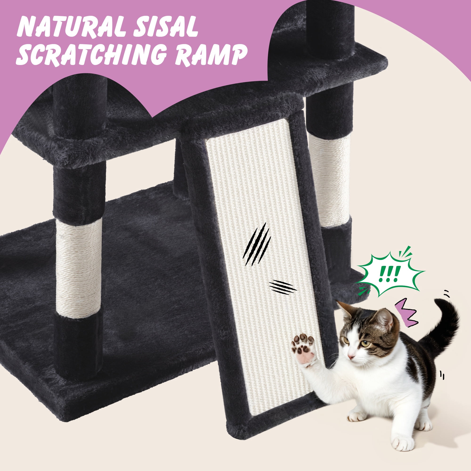 Merrland 81" Multi-Level Large Cat Tree Tower for Indoor Kittens, Cat Condo with Hammock & Sisal Scratching Posts, Blue