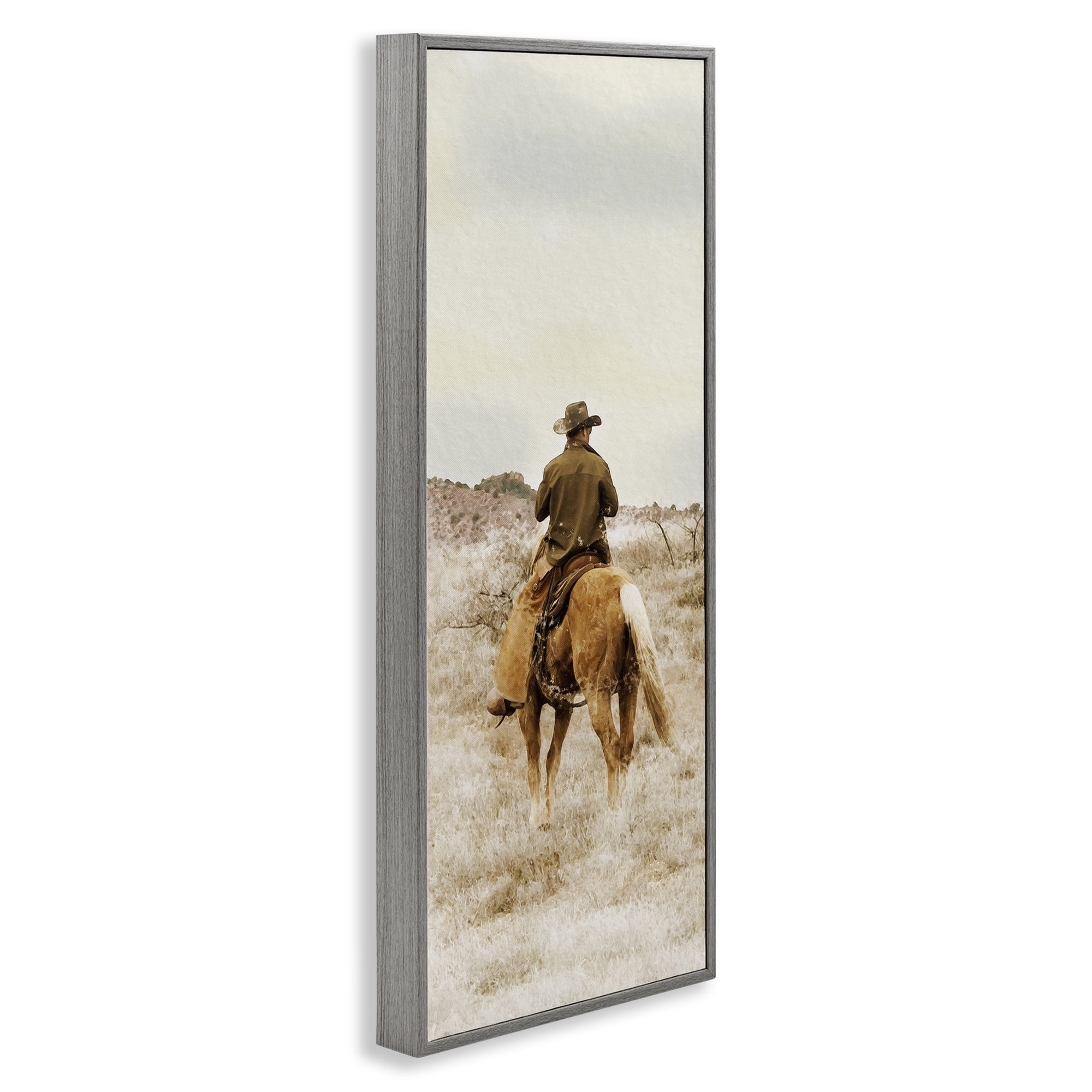Stupell Industries Wild Wrangling Cowboy Gray Framed Giclee Art, design by Marcus Prime