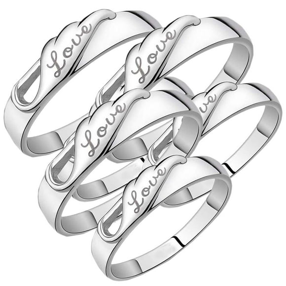 Joyeria de Amistad Anillos LoveTwirls 3Pares 6Pzas Talla 3x6.5 y 3x8mm 16.9 y 18.2Ø Circunferencia 53 y 57mm Circonia/M