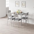 thumbnail image 2 of Ourlova 5 Pcs Kitchen White Dining Table Set for 4 with Rectangular Wood Top and 4 Cushioned Chairs for Small Space and Apartment, 2 of 7