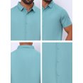 thumbnail image 7 of DARING DIVA Men's Button Down Point Collar Short Sleeve Business Dress Shirt M Blue, 7 of 7