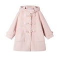 thumbnail image 5 of MKOSPLRT Girls Hooded Trench Coat Single-Button Wool Blend Dress Coat Winter Warm Windbreaker Overcoat with Pockets 5-15 Years, 5 of 10