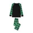 thumbnail image 3 of Acuteok Family Matching Christmas Pajamas, Elf Letter Print Long-Sleeved Tops + Plaid Pattern Trousers Glow at Night Sleepwear, 3 of 10