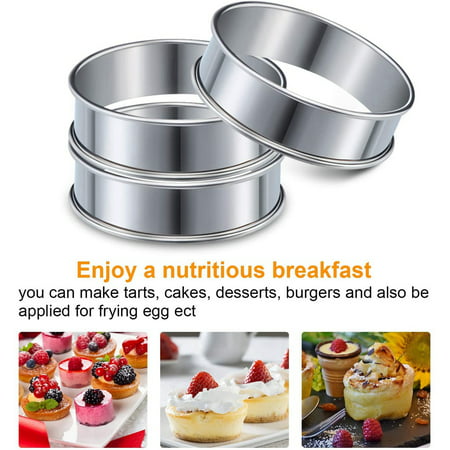 

Crumpet Ring Mold 12 Pieces 3.15 Inch Double Rolled Tart Rings Stainless Steel Round Muffin Rings Metal Crumpet Rings Molds