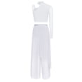 thumbnail image 3 of Sholeno Womens Sparkly 2 Pieces Lyrical Modern Dance Outfits Asymmetrical Shoulder Crop Tops with Pants Set White L, 3 of 6
