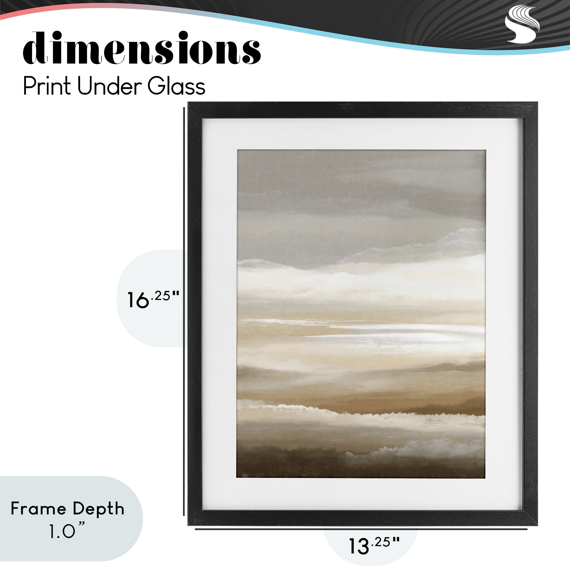 Stupell Industries The Horizon Serene Cloud Layers Black Framed Print Under Glass, design by Ink Drop Loft